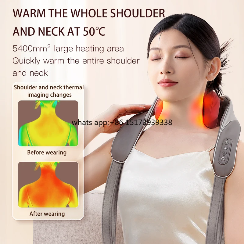 

Techlove High Quality 6d Charging Electric Wireless Mini Neck and Shoulder Massagers for Neck and Back With Heat