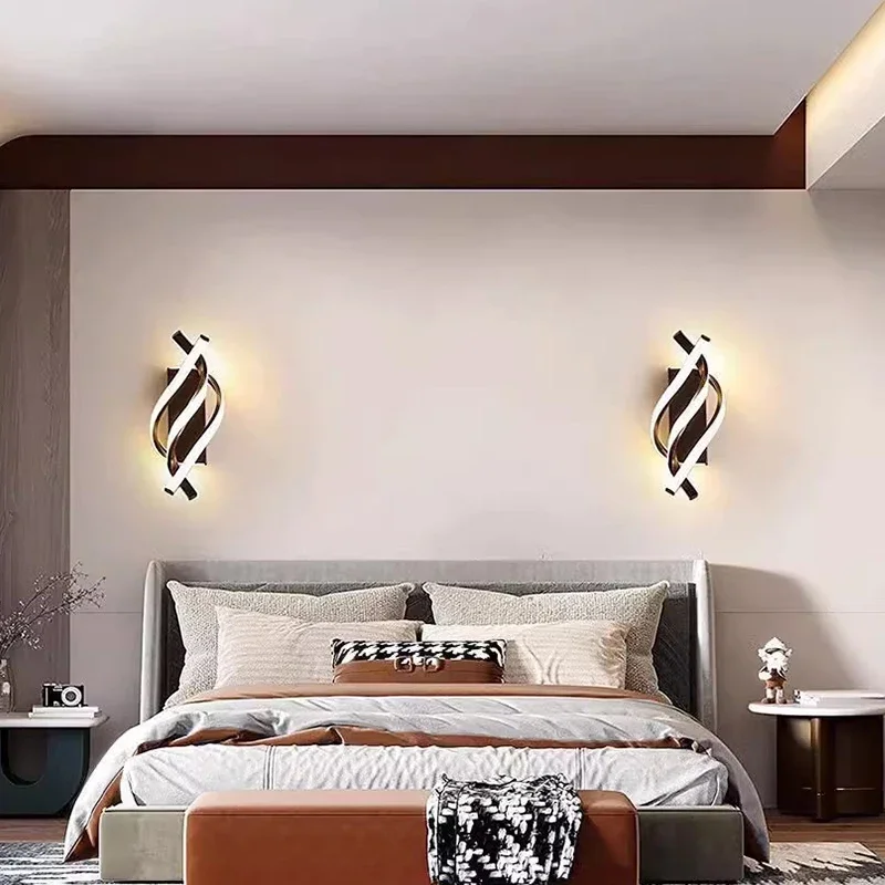 Lámpara de pared LED creativa y moderna, luz de diseño curvo, decoración en espiral, sala de estar, pasillo, vestíbulo, Fondo Nórdico para el hogar