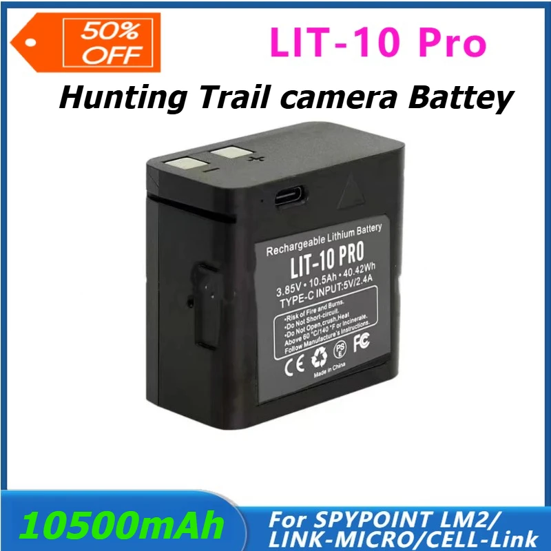 

NEW Upgraded LIT-10 PRO 10500mAh 3.85V Rechargeable Lithium Battery For SPYPOINT LM2/Link-Micro /Cell-Link Series Batteries