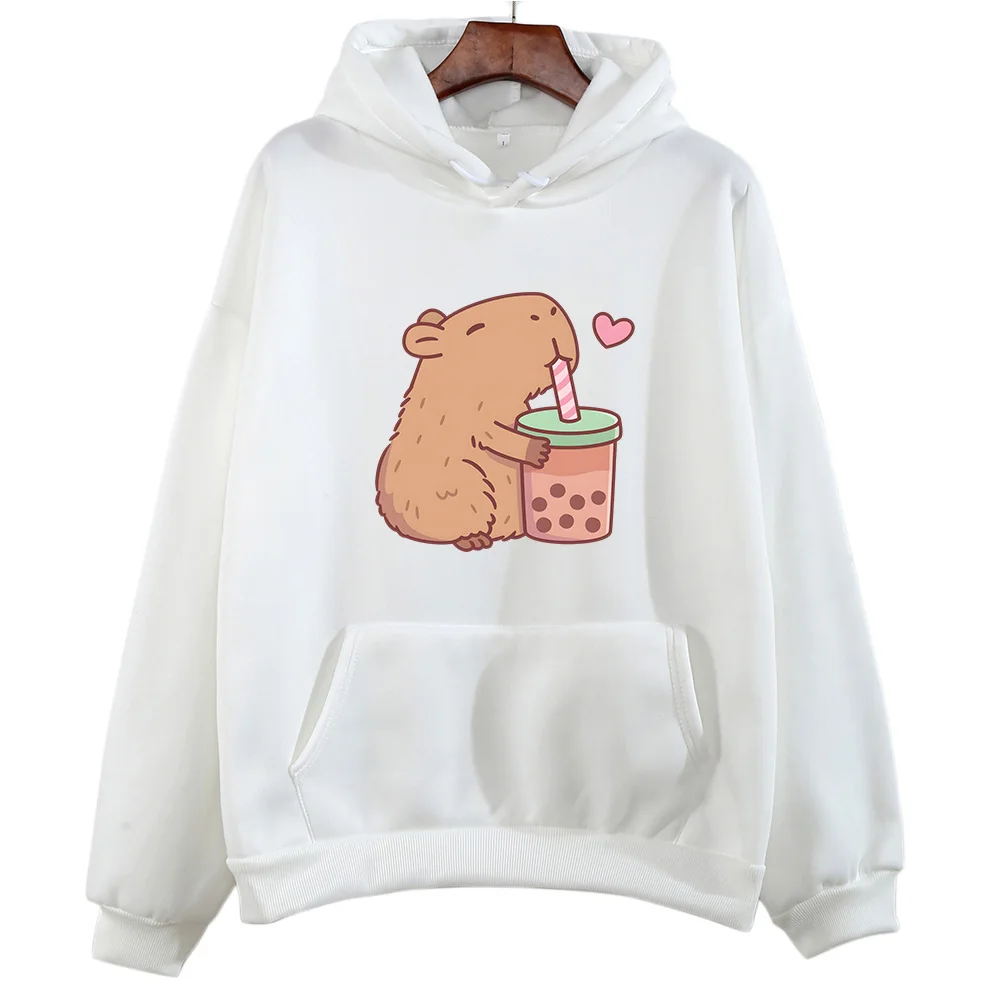 

Kawaii Bubble Tea Capybara Sweatshirts Women/Men Funny Graphic Hoodie Unisex Autumn Winter Clothing Harajuku Pullovers Sudaderas
