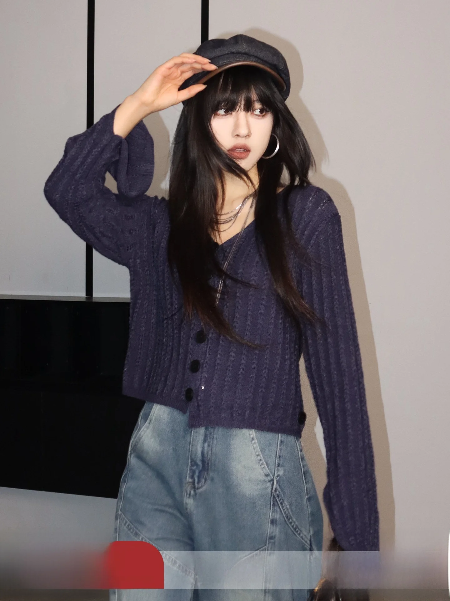 

Asymmetric V-Ne Knitted Open Cardigan Women's Spring Autumn ort Thin Long Sve Outerwear Soft Korean Sle Commute Wind