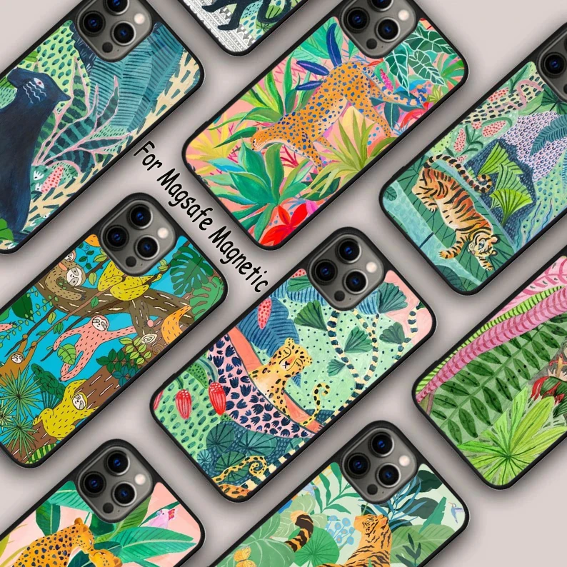 Cute Cartoon Sloth Leopard Magnetic Phone Case For APPLE iPhone 16 14 13 12 11 Pro Max 15 Plus Wireless Charge MagSafe Cover