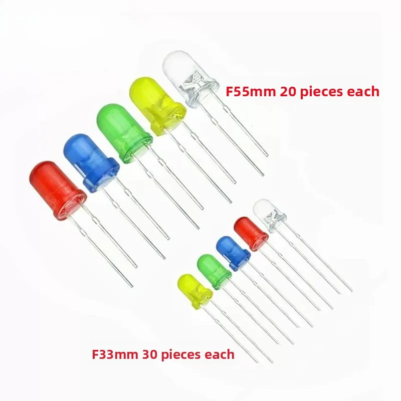 TZT 1BOX=200PCS/Lot 3MM 5MM Led KIT Mixed Color Red Green Yellow Blue White Light emitting diode assortment 20PCS each With Box