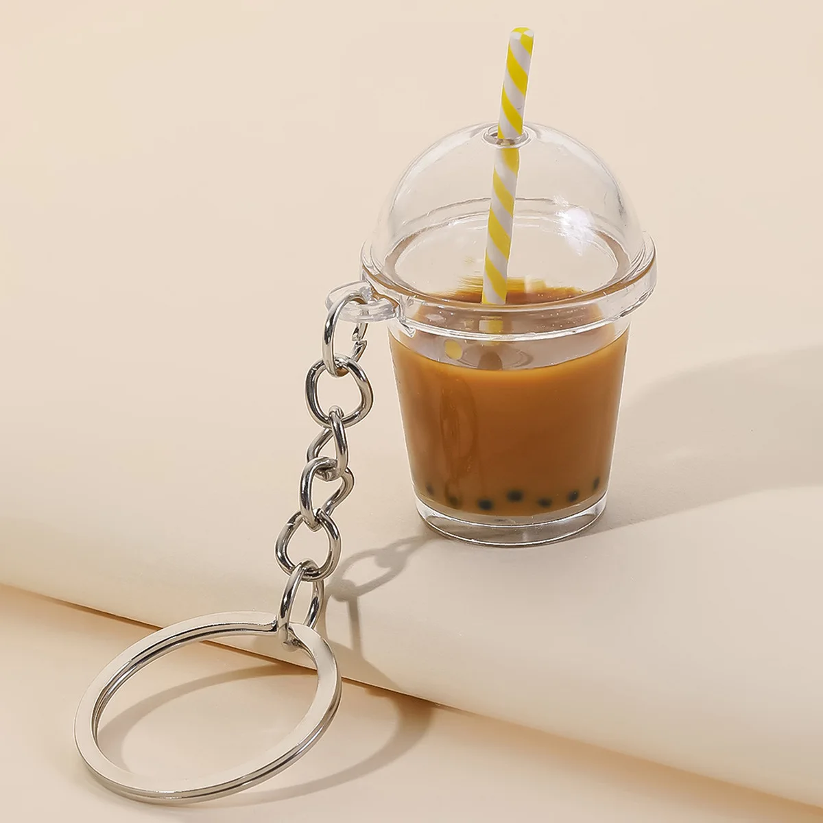 Milk Tea Keychain Liquid Model Coffee Cup Cartoon New Simulation Food Toy Bag Pendant Car Key Chain Best Gift Jewelry Wholesale