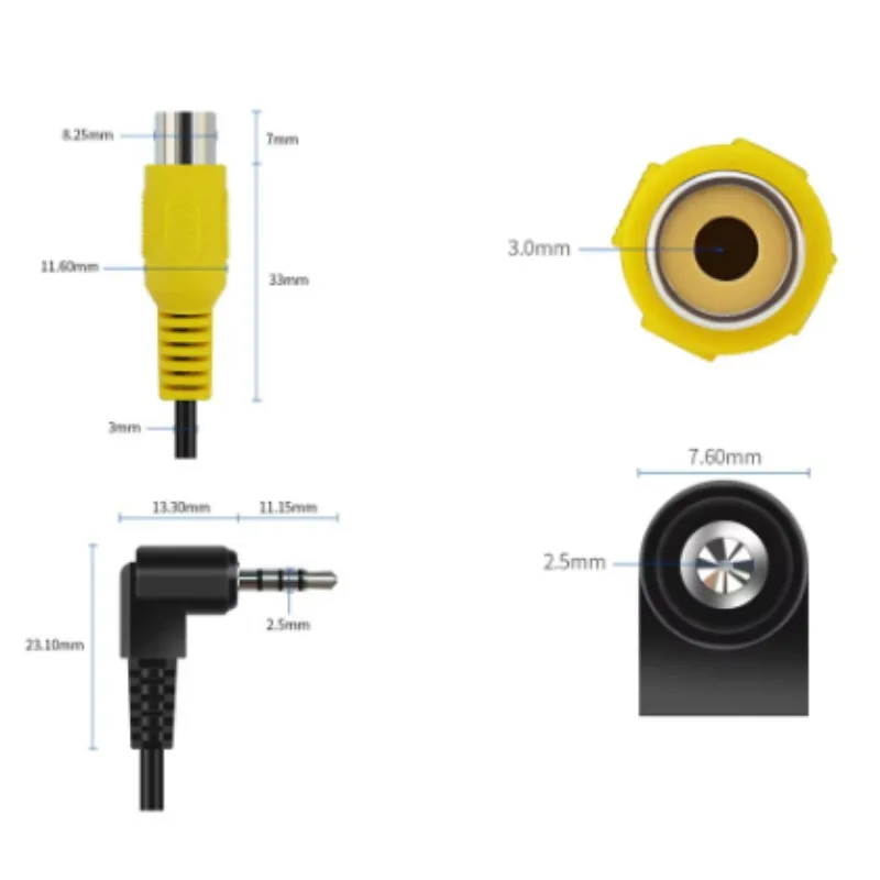 Car AV in Video Cable Adapter 2.5mm AV Jack Male Plug To RCA Female Adapter Cable for GPS Rear Camera Converter Cable Accessory