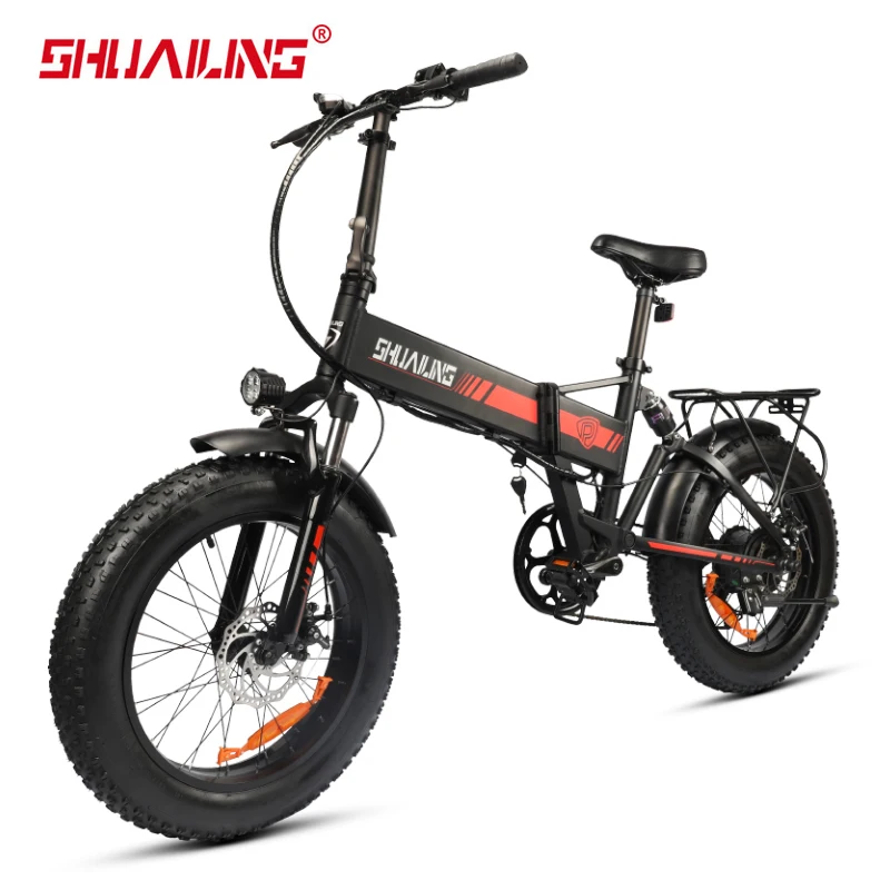 SHUAILING 48V 750W Electric Bicycle Fatbike Cycling 20 Inch Brushless Motor Foldable Mountain E-bike 10.5Ah Lithium Battery