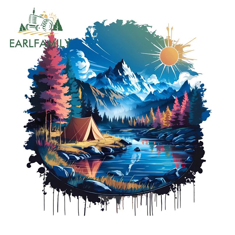 EARLFAMILY Beautiful Camping Theme Car Stickers Beauttiful Fantasy Scenery Graffiti Refrigerator Decals Nice Car Accessories