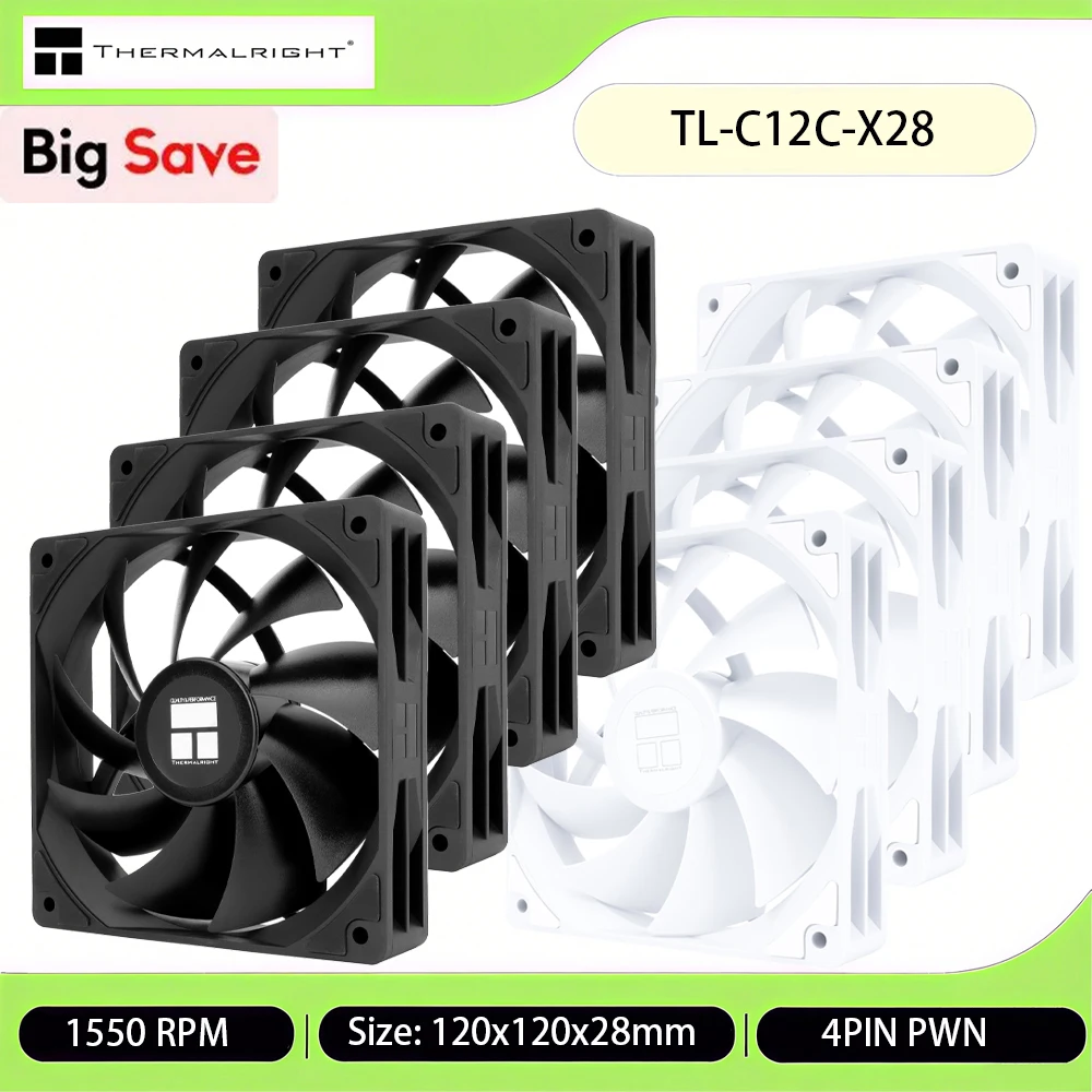 

Thermalright C12C-X28 PC Fan 120mm 1/2/3/4PCS Ultra-Thin Cooling Fans High Performance/LCP Noise Reduction Cpu Cooler 4PIN PWM