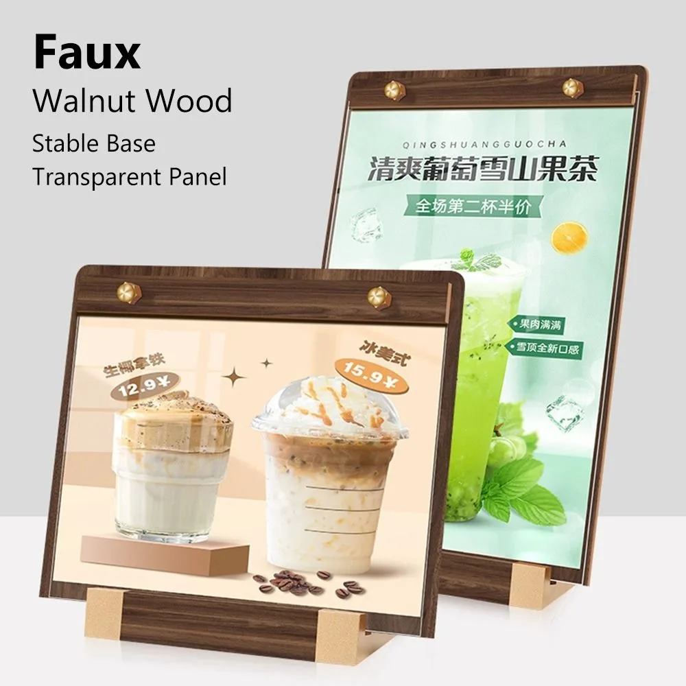 A4/A5/A6 لوحة عرض سطح المكتب فو الجوز الخشب البني القائمة حامل عمودي قاعدة مستقرة لوحة شفافة #1