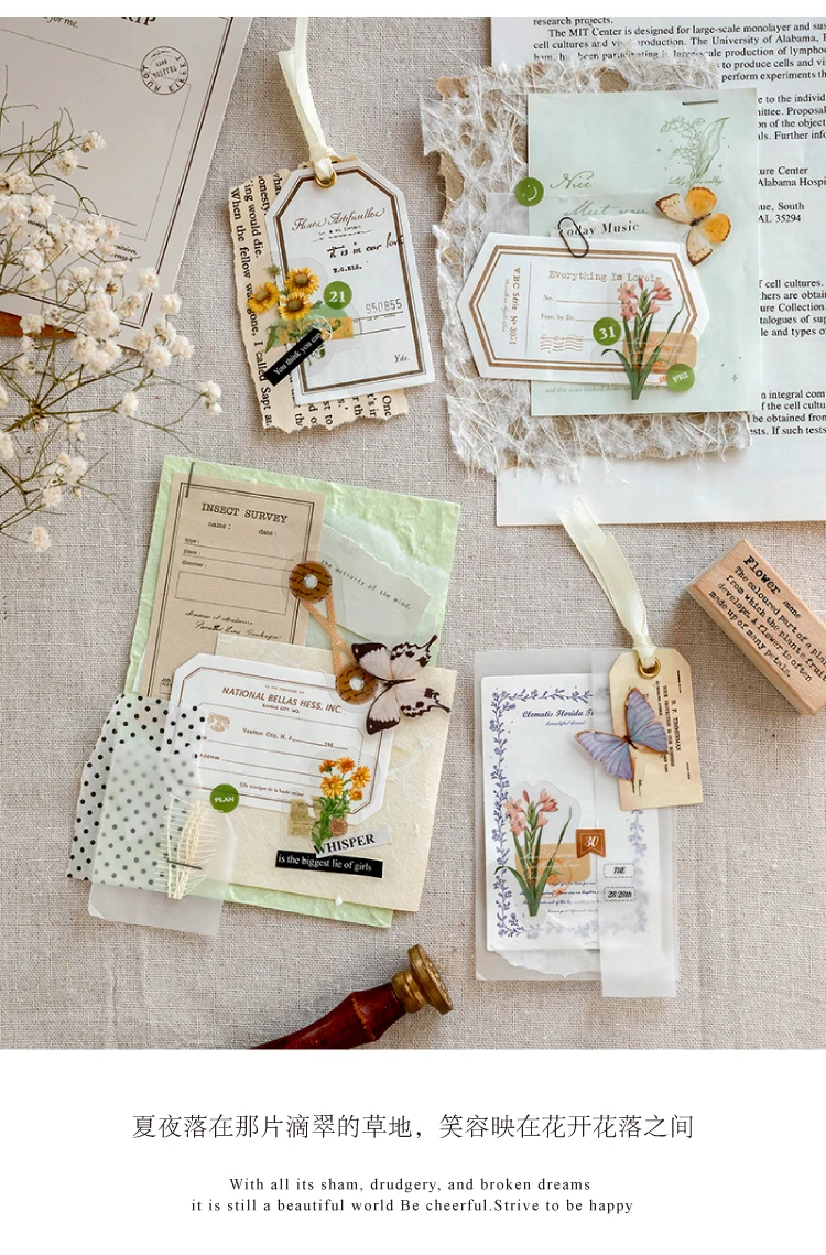 100 Teile/paket Vintage Notizen Material Beschreibbares Papier Perfekt für Journal DIY Scrapbooking Liefert Schreibwaren – Detail 13