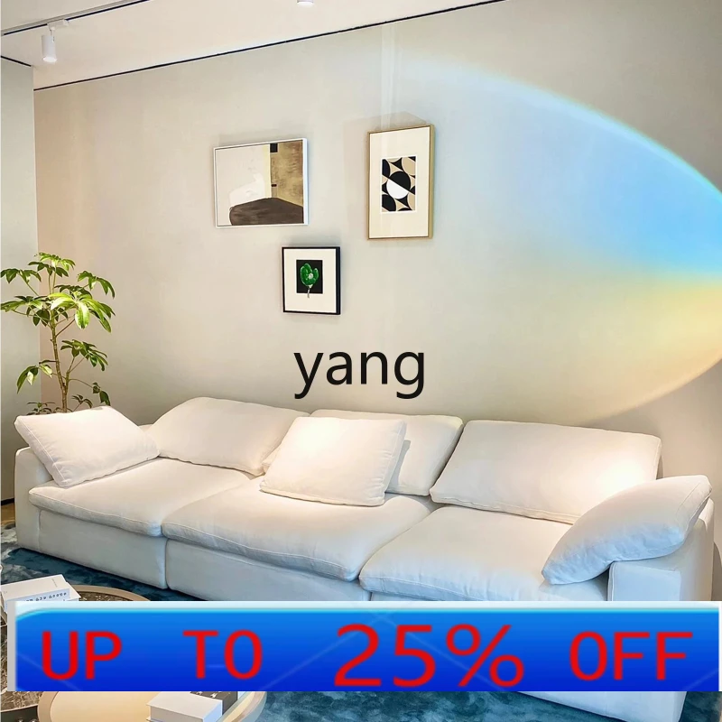 

LTT minimalist removable and washable modern simple cream wind cotton and linen fabric straight row sofa