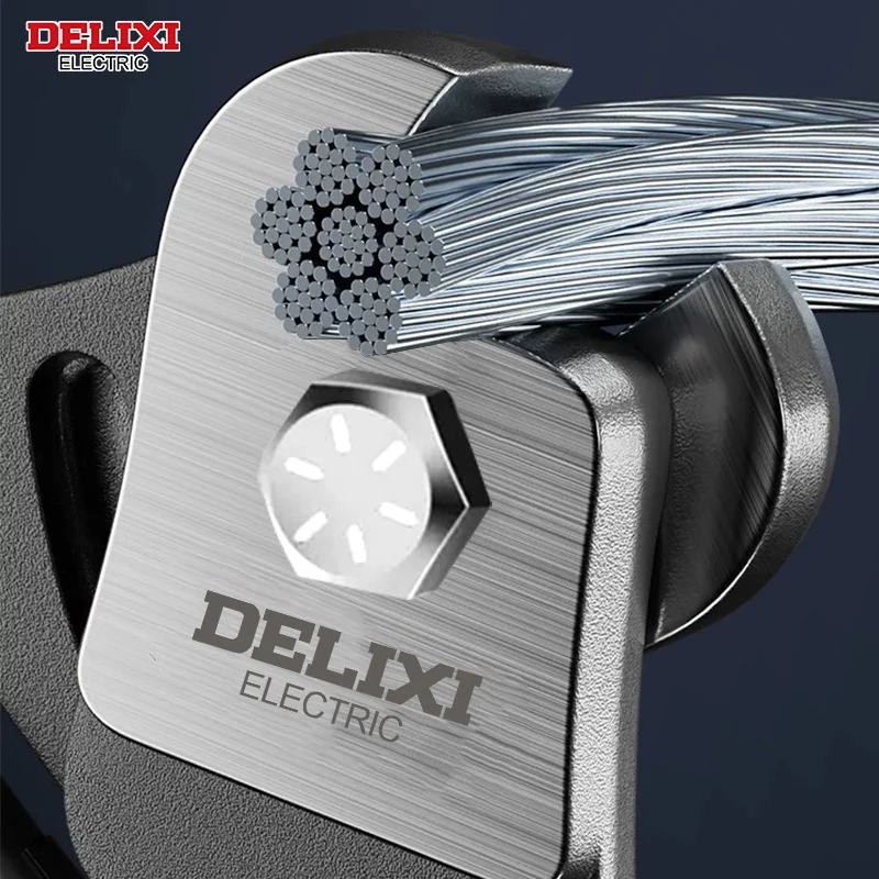 DELIXI ELECTRIC Wire Rope Scissors Wire Cutters 8-inch Strong Steel Wire Scissors Shears Clothesline Scissors for Electricians