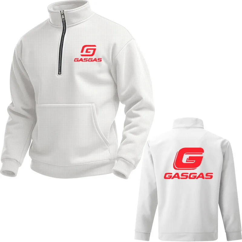 

2025 GASGAS print Men's stand collar Sweatshirt Classic Sportswear Comfortable Loose Spring Autumn cotton Long Sleeve hoodie