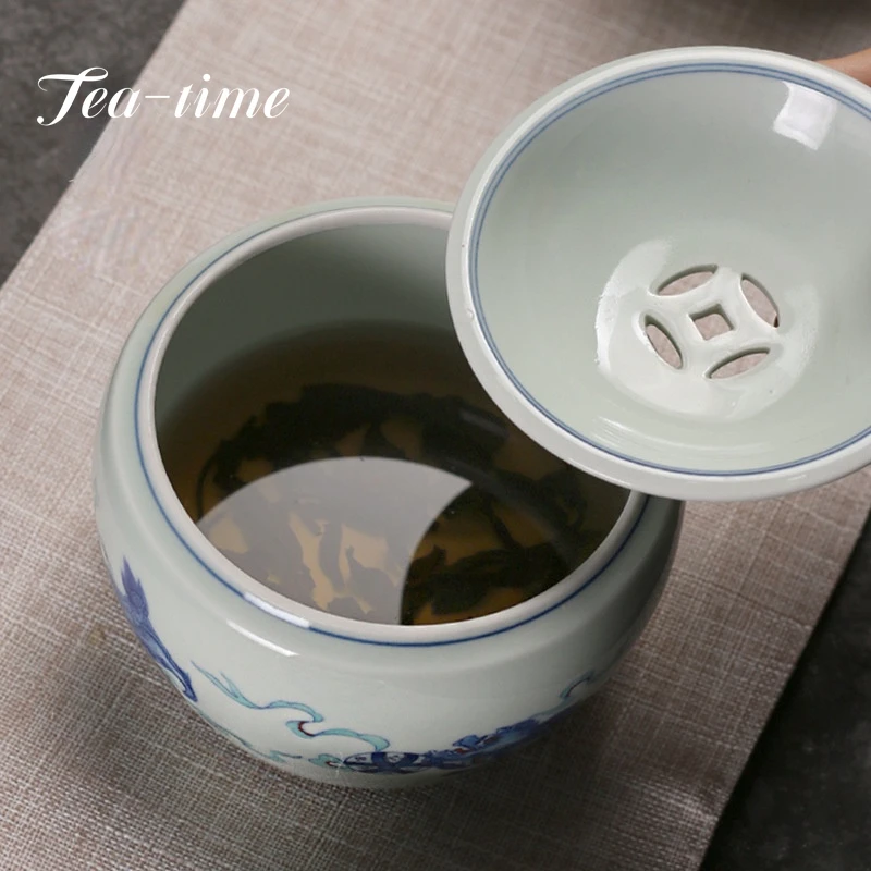 Antique Blue and White Ceramic Tea Residue Bucket Small Tea Wash Jianshui Tea Garbage Can Bowl Kung Fu Tea Ceremony Accessories