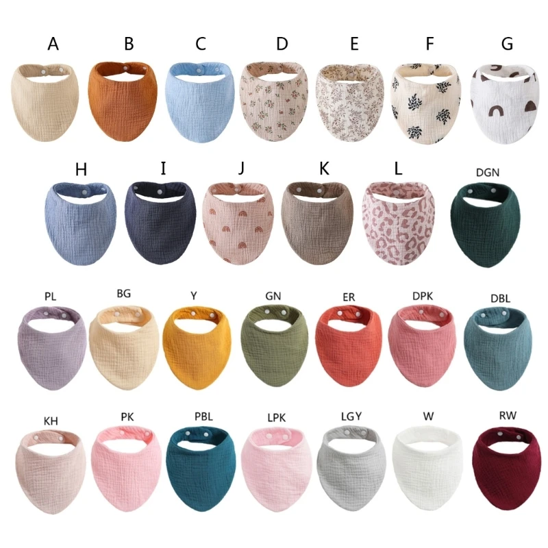 Baby Bibs Cotton Newborn Solid Color Button Soft Towel Feeding Drool Bibs