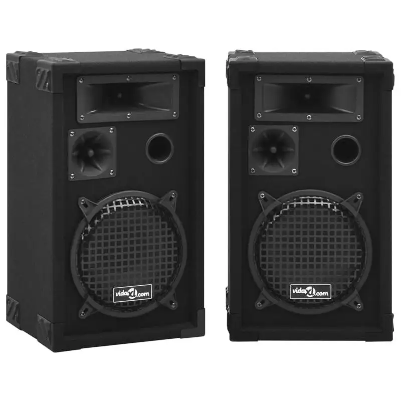2 altoparlanti professionali passivi HiFi e da palco, neri, potenza massima 800 W, dimensioni 28,5×24,5×47 cm, scocca robusta con maniglia e protezion