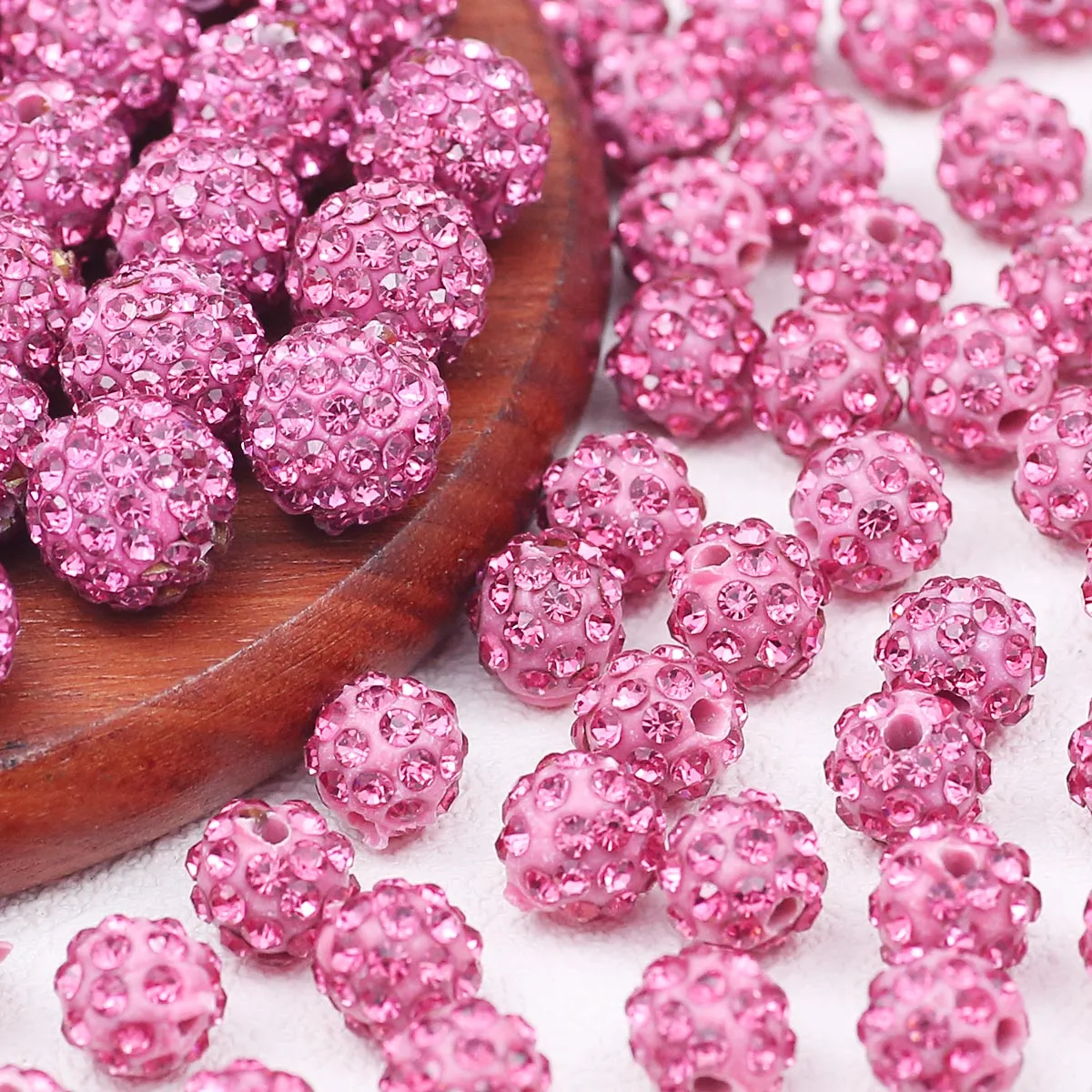 4-8mm Weiche Ton-Shambhala-Perlen in Rosé-Rosa, Handgefertigt für DIY-Schmuckherstellung, Geeignet für Perlenarbeit, Lose Perlen-Zubehör