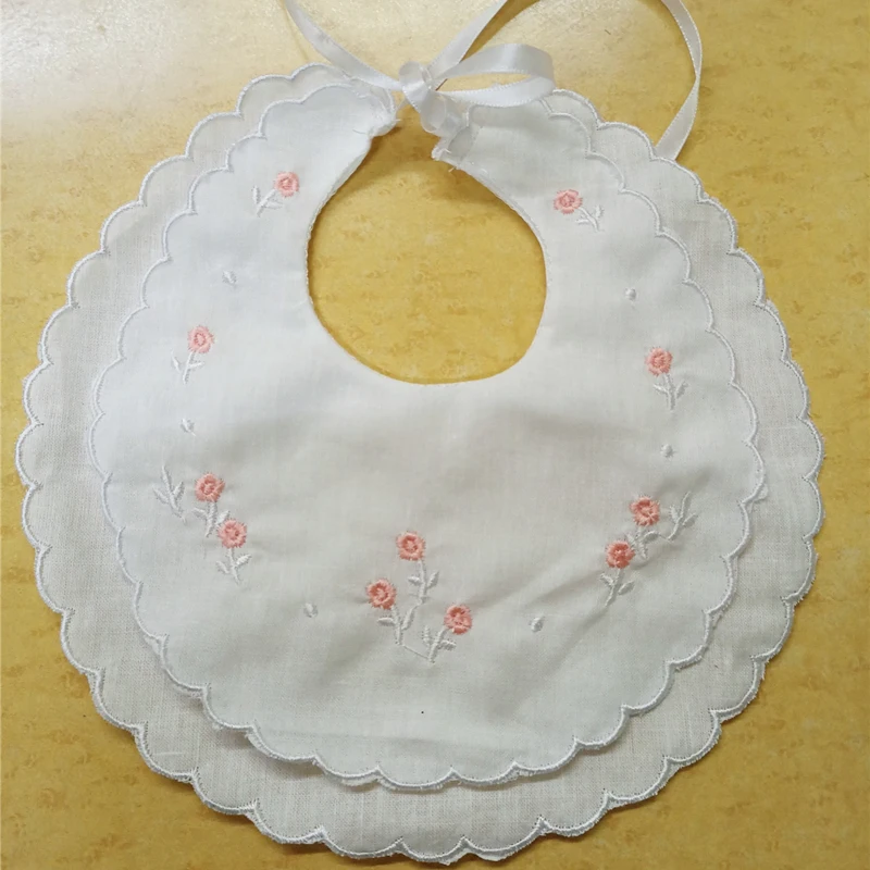 Set of 36 Fashion White Linen Double Scalloped Baby Bib 9\