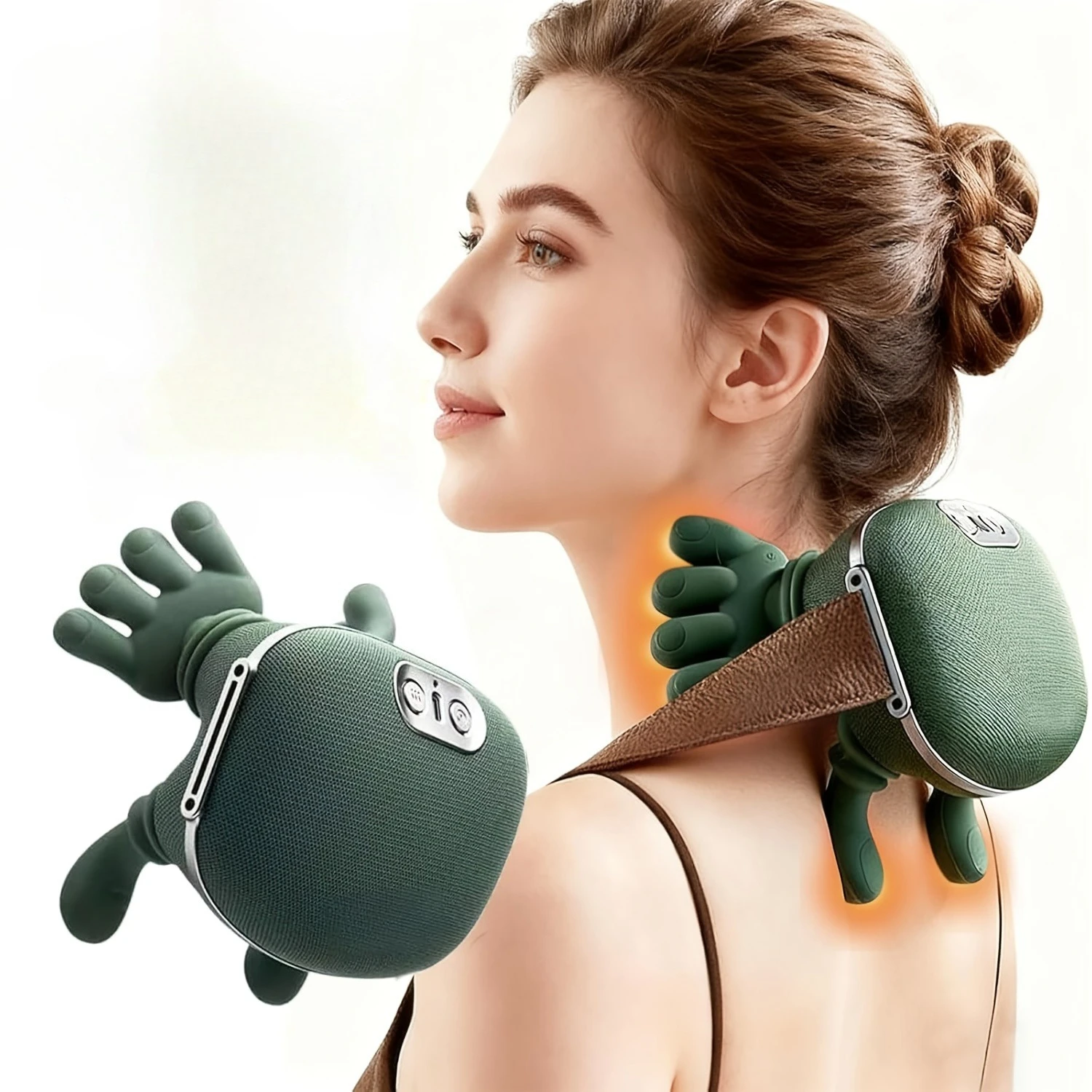 Full Body Muscle Relief Massager, Wireless 5‑Finger Neck Shoulder Massager, USB Rechargeable Christmas Family Gift