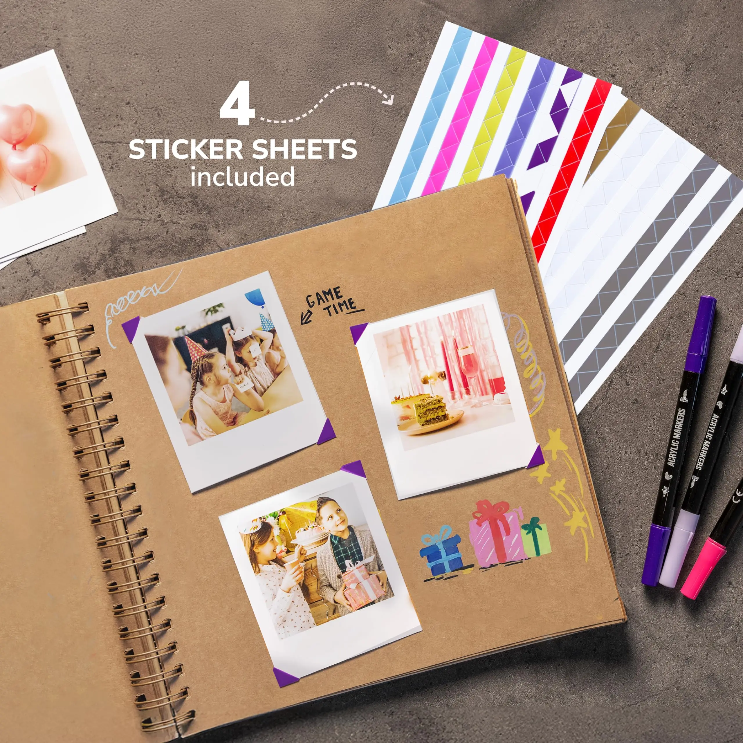 Photo album 10x10-inch DIY scrapbook Album 80-page thick kraft paper Wedding and Anniversary Family memory book (brown)