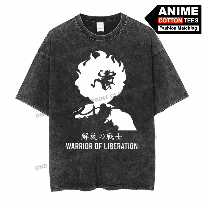 

Anime Peripheral Clothing ONE PIECE - Nika Luffy · WARRIOR OF LIBERATION Print T Shirt Cotton Loose Men Women Short Sleeve Tees