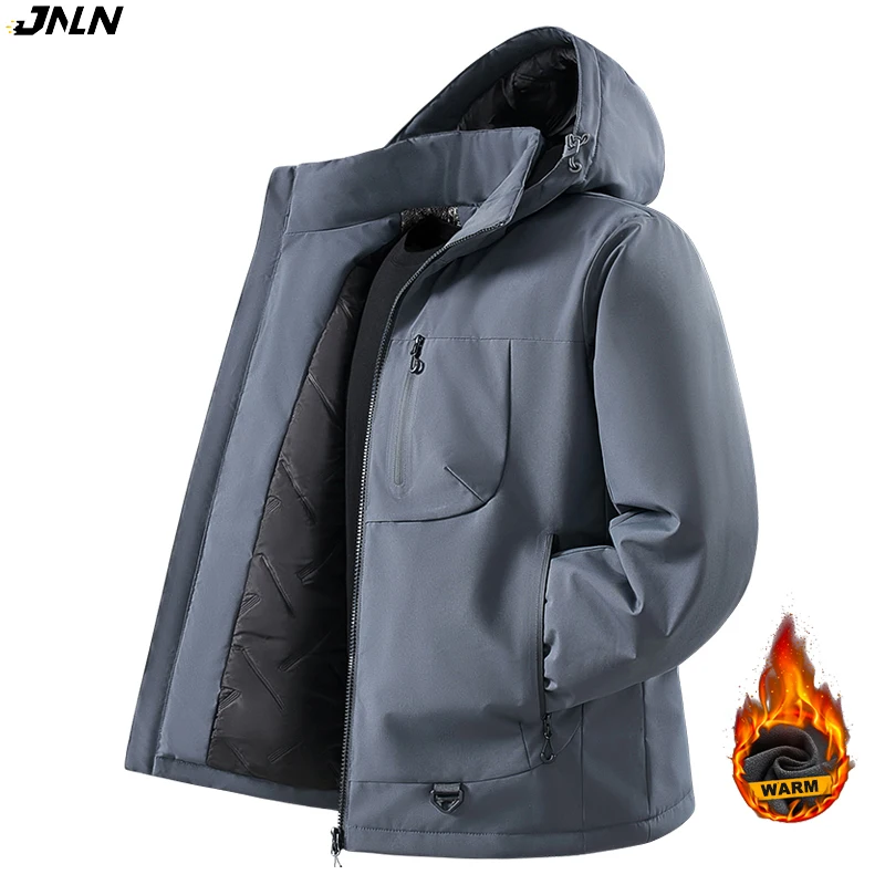 Veste polaire imperméable pour homme JNLN avec intérieur en graphène, coupe-vent thermique pour l'hiver, randonnée, camping, ski, escalade, imperméable