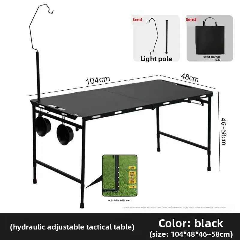 Hydraulic Lift Table Portable Folding OneKeyStorage Camping Tea Table Fishing Street Stall Night Market Camping Table Picnic