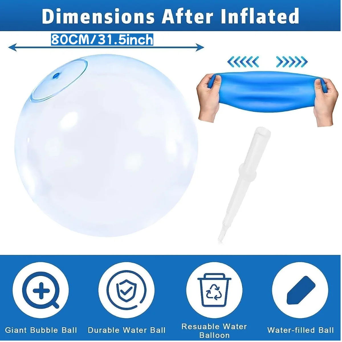 Super magische Blasenkugeln, aufblasbarer Wasserball, transparente Hüpfballons, Wasserspaß zum Spielen im Freien, Pool-Partygeschenk