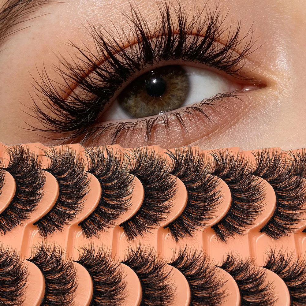 The Sun Steamed Rolls Is Up! 10 Pairs of Messy and Fluffy False Eyelashes with 3D Soft Stems, Light and Effortless on the Eyes,