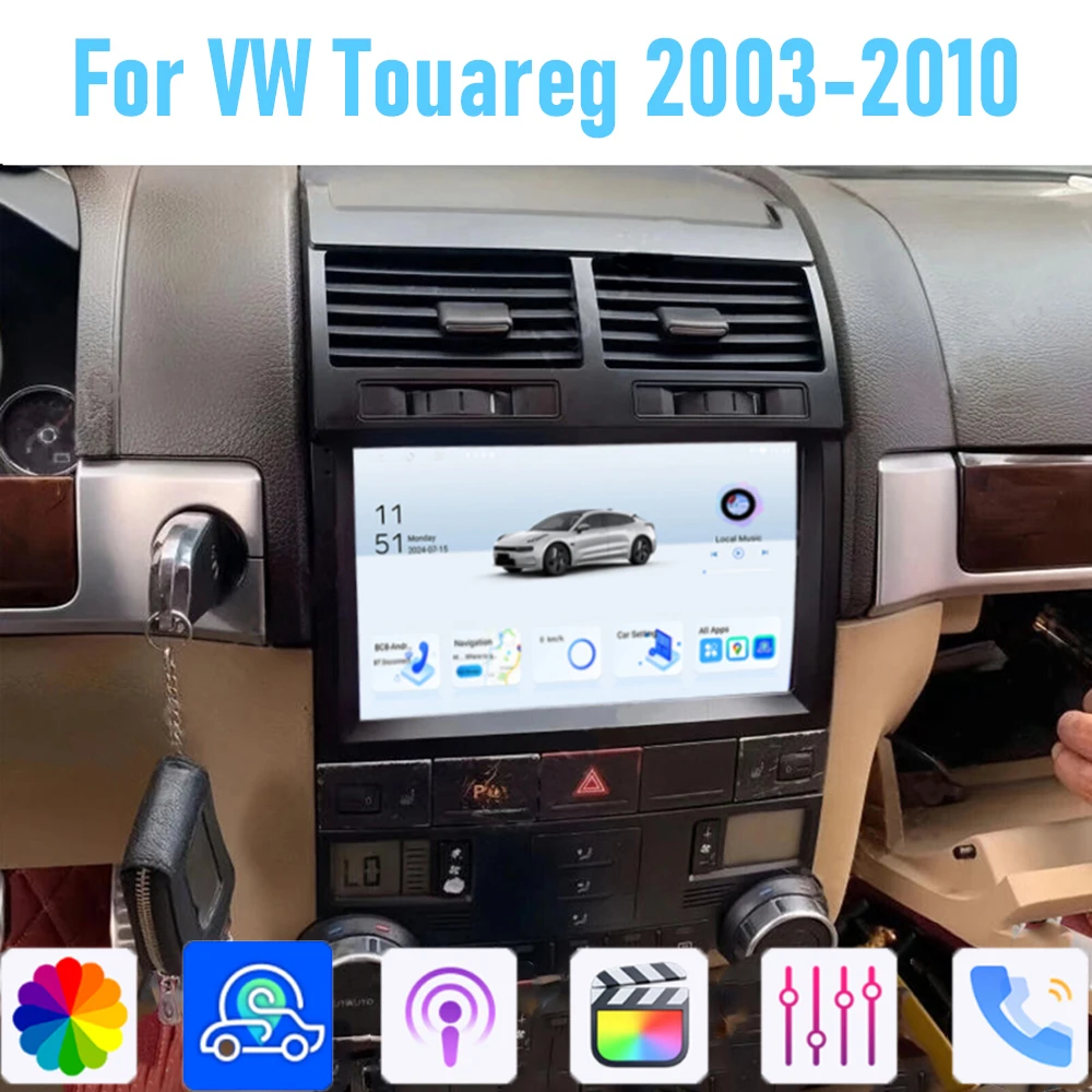 

9'' For VW Touarey 2003-2010 Car Radio Unit GPS Multimedia Carplay Android 15 Wireless Navigation Intelligent System 4GB+64GB