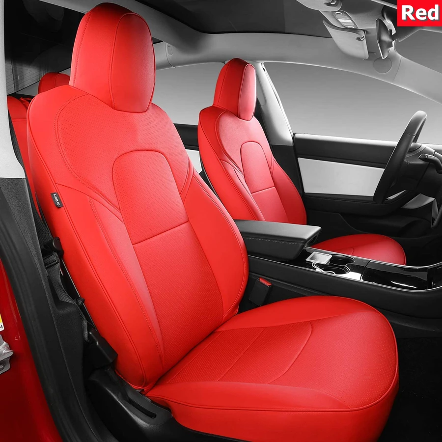 

For Tesla Model 3 Model Y 2017-2022 PU Leather 3D Car Seat Cover All Season Protection Wear-resistant Front Rear Seat Mats