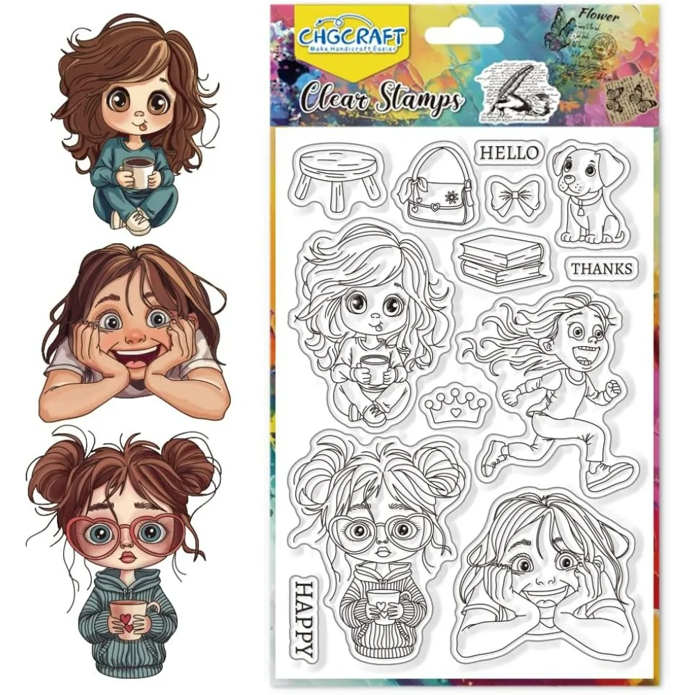 Lustige und schrullige Mädchen-Klarstempel, Krone, transparente Stempel, Welpen-Silikon-Klarstempel, Siegel für DIY-Scrapbooking, Fotoalbum