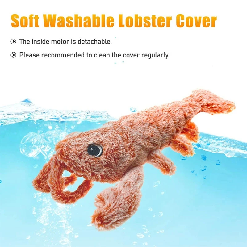 Electric Simulation Lobster Jumping Toy USB Rechargeable Jumping Shrimp Plush Electric Pet Teasing Cat Dogs Toys Pet Supplies