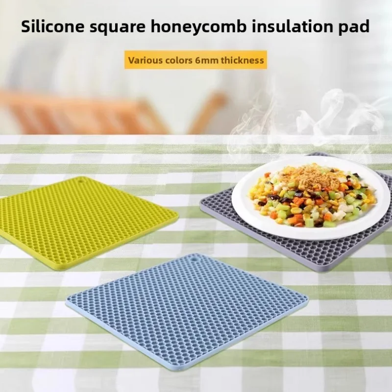 

Silicone Honeycomb Square Table Mat Kitchen Household Mat High Temperature Resistant Heat Insulation Pot Mat Honeycomb Coaster