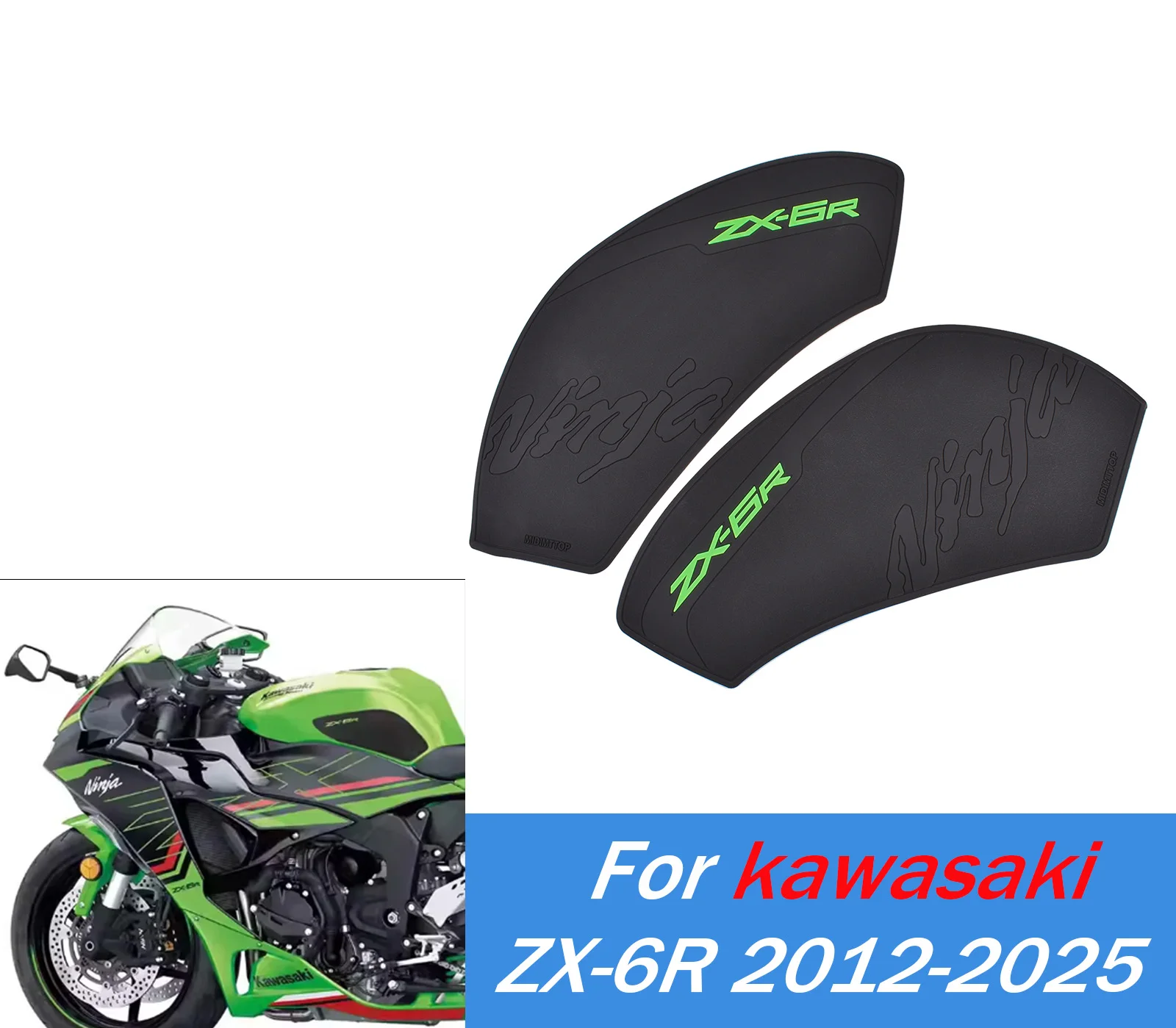 

﻿ Motorcycle Tank Traction Side Pad Gas Fuel Knee Grip Decal For Kawasaki ZX-6R 2012-2025 Scratch-Resistant Sticker Accessories