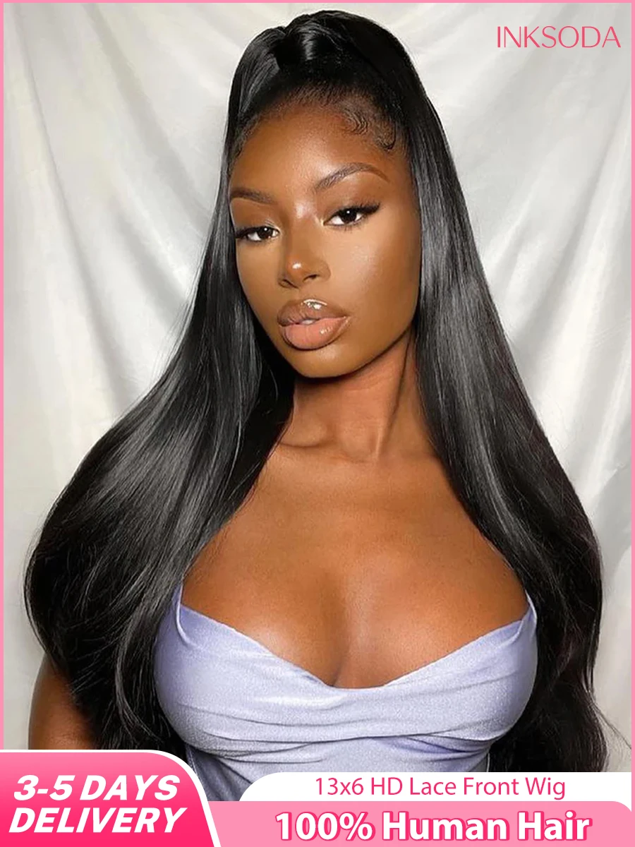 

100% Human Hair Brazilian Bone Straight 13x4 HD Lace Front Wig 40 Inch 13x6 Lace Frontal Wigs Pre Plucked Glueless 220 Density