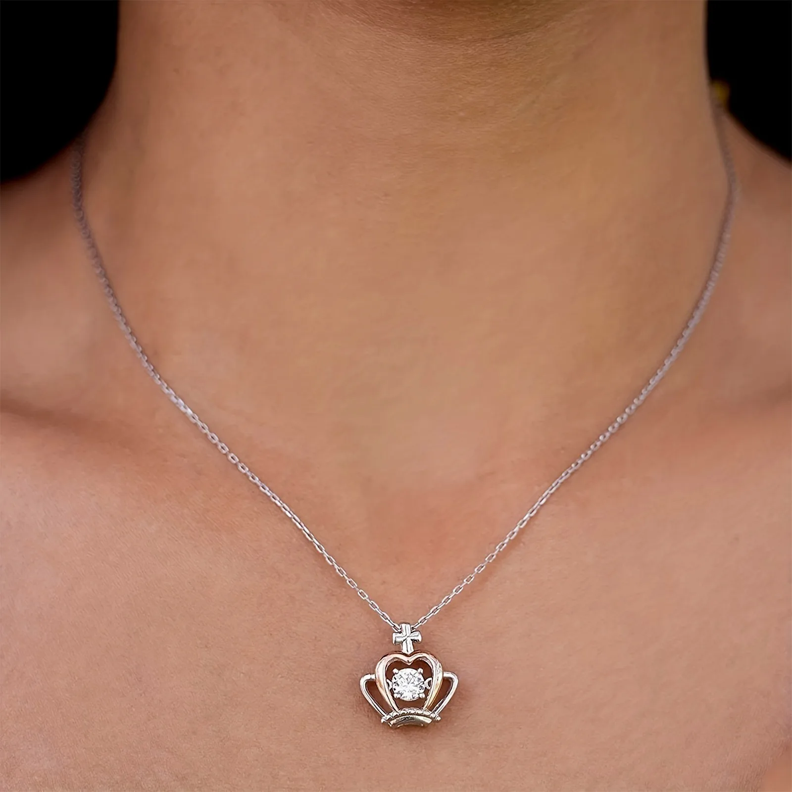 مجموعة قلادة التاج الوردي الأنيقة | 6 ورود + قلادة التاج + علبة هدية بطاقة تهنئة | مجموعات هدايا مجوهرات راقية أنيقة #6