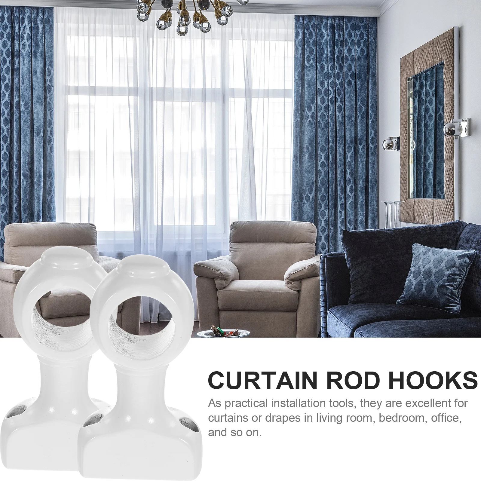 

2pcs 28 Closed Curtain Rod Brackets Track Hangers Wood Support Curtain Bracket Living Bedroom Wardrobe Accessories