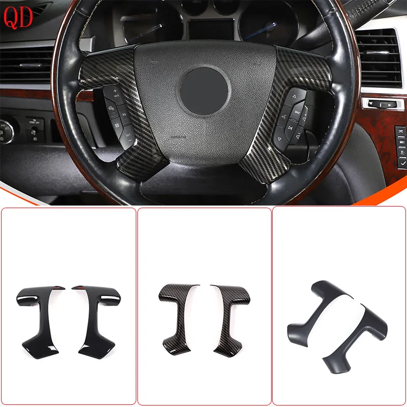 

For Cadillac Escalade 2007-2014 ABS Carbon fiber Car styling Steering Wheel Frame Decorative Sticker Car Interior Accessories