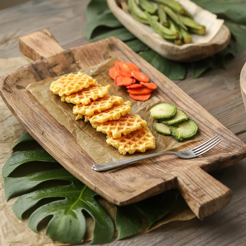 

Wooden ear tray decorative ornaments B&B restaurant dessert plate retro solid wood plate wooden plate fruit plate