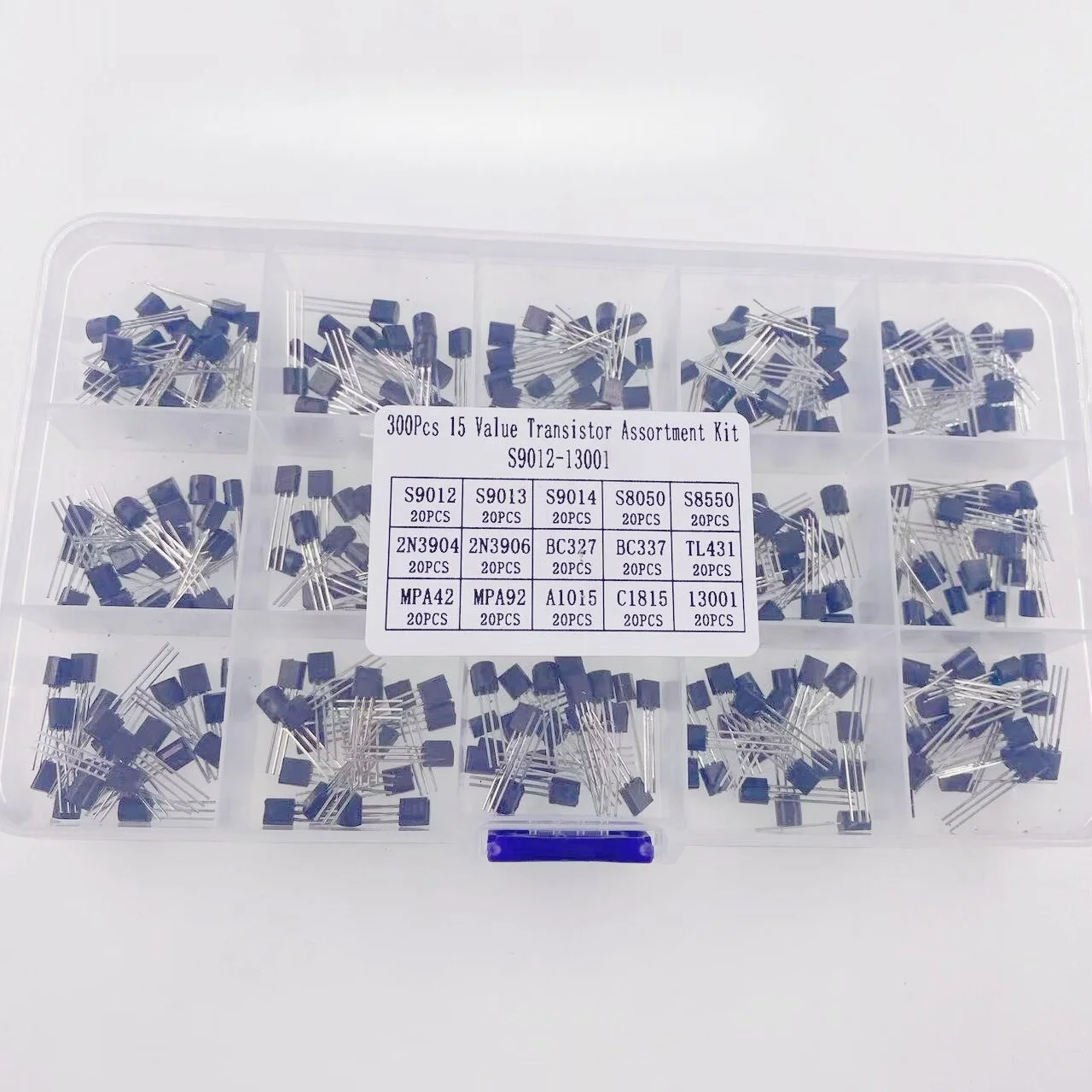 300PCS TO92 Transistor Assortment Kit 15 Values S9012 13001 Each 20PCS NPN PNP Transistor Set DIY