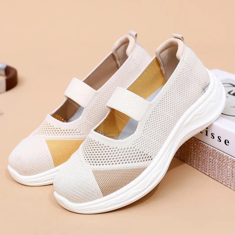 

Women's Mary Jane Style Casual Sneakers Breathable Mesh Strap Shoes Lightweight Non-Slip Walking Shoes for Elderly Women Comfort