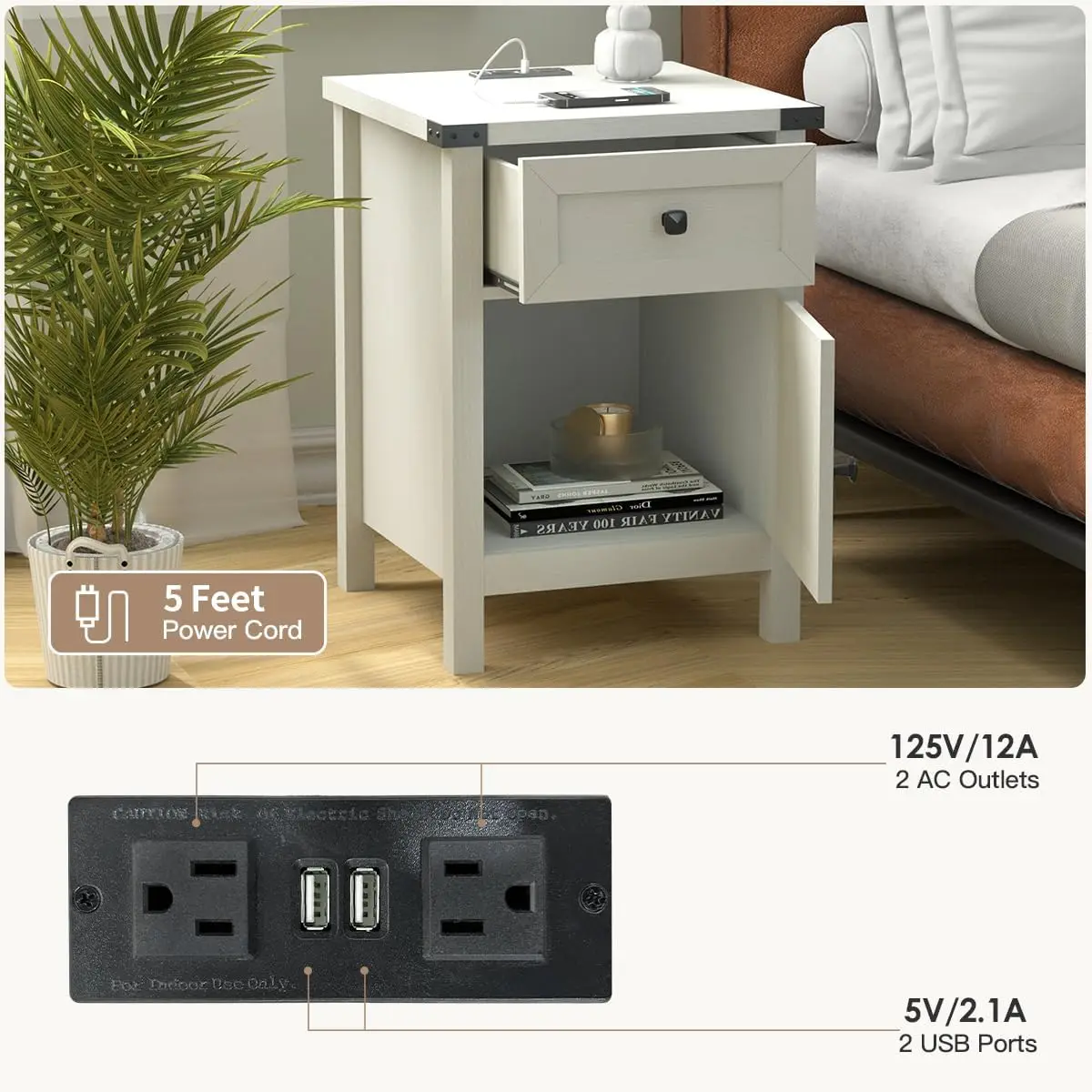 ホワイトサイドテーブル、納屋のドアと引き出し付きの素朴なエンドテーブル、素朴なフローティングナイトスタンド、モダンなベッドサイドテーブル、ナイトスタンド用