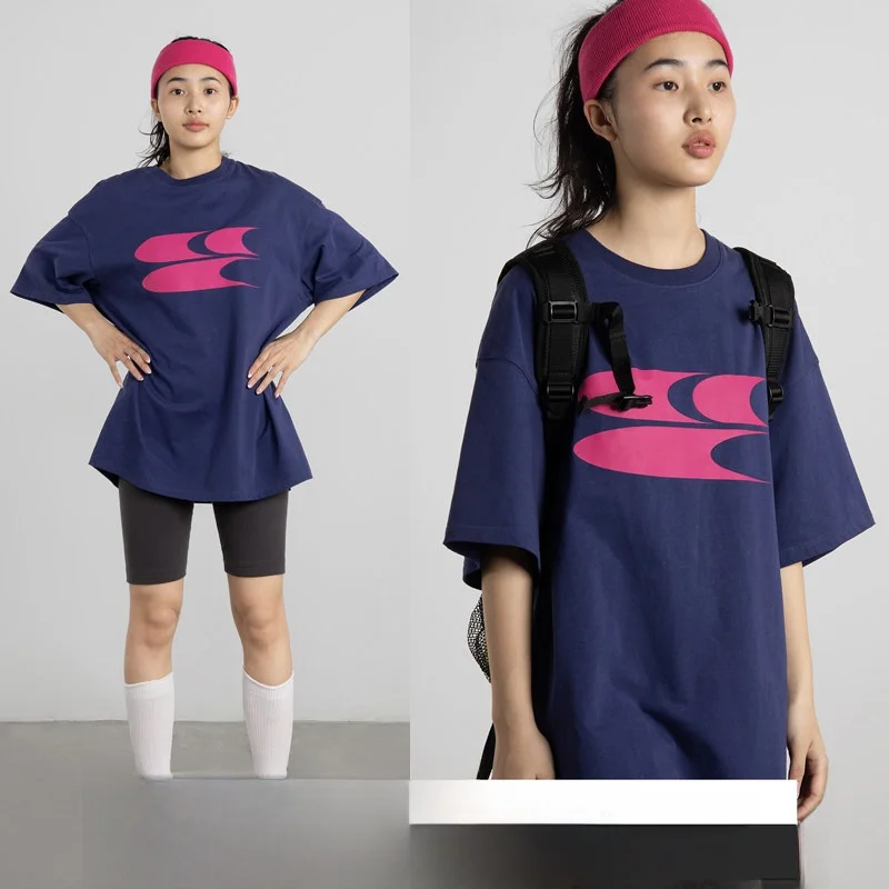 

Футболка Crnenter из ткани, соответствующей цвету, с свободными плечами, повседневная, с принтом, с круглым вырезом, с коротким рукавом, летняя, для пар