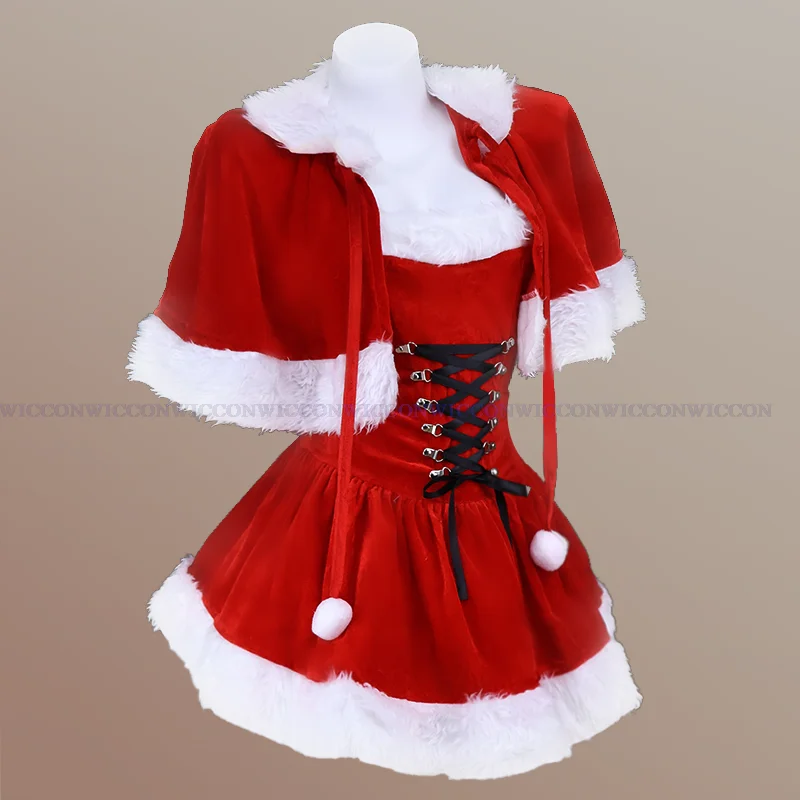 2024 Christmas Xmas Lady Santa Claus Cosplay Costume Winter Bunny Girl Cape Cloak Outfits Halloween Cloak Women Custome