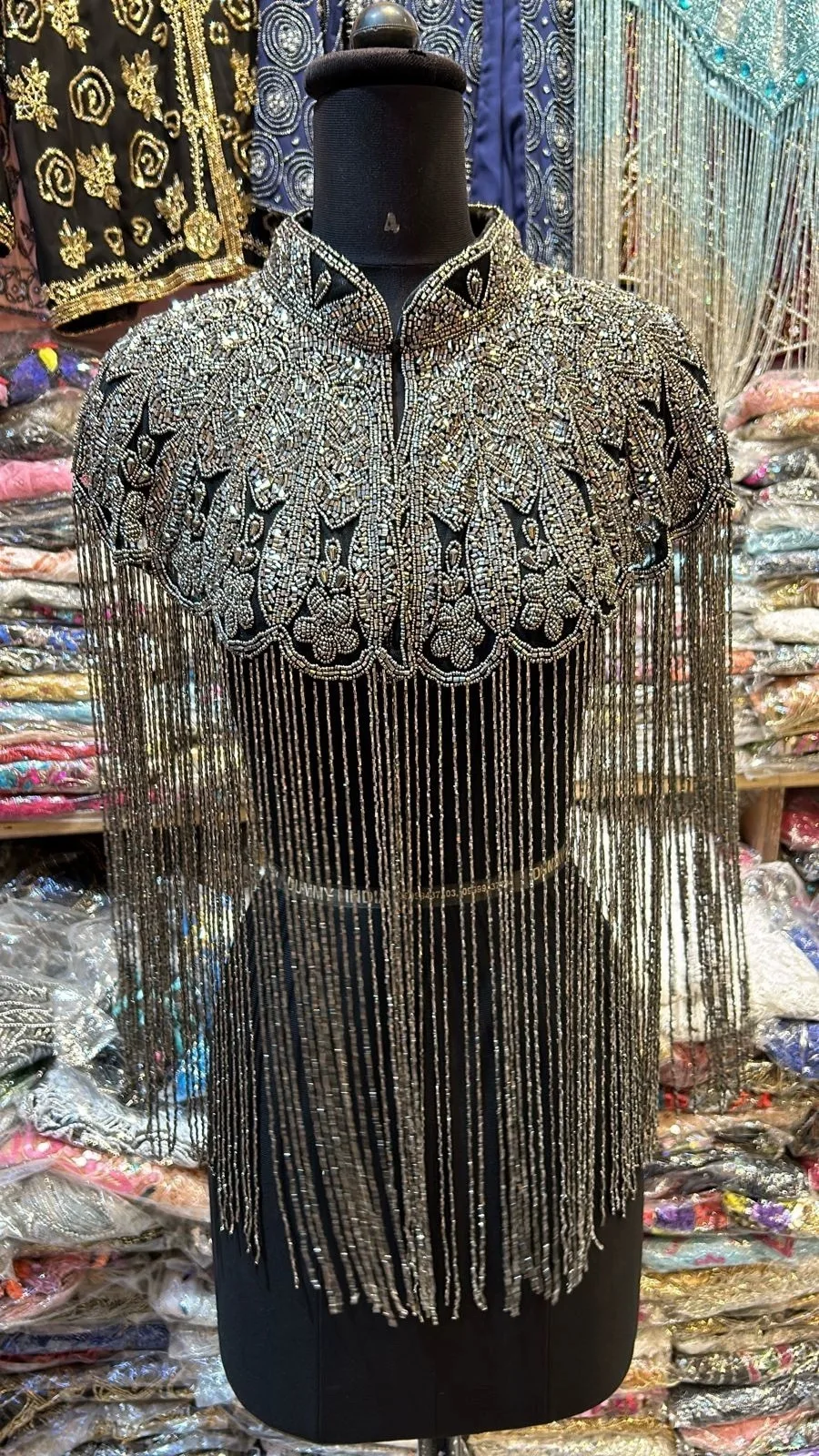 Indian Heavy Industry Beaded Shawl Long Tassel Cheongsam Cloud Shoulder Handmade Beaded Fashion Show Studio Ancient Style Shawl