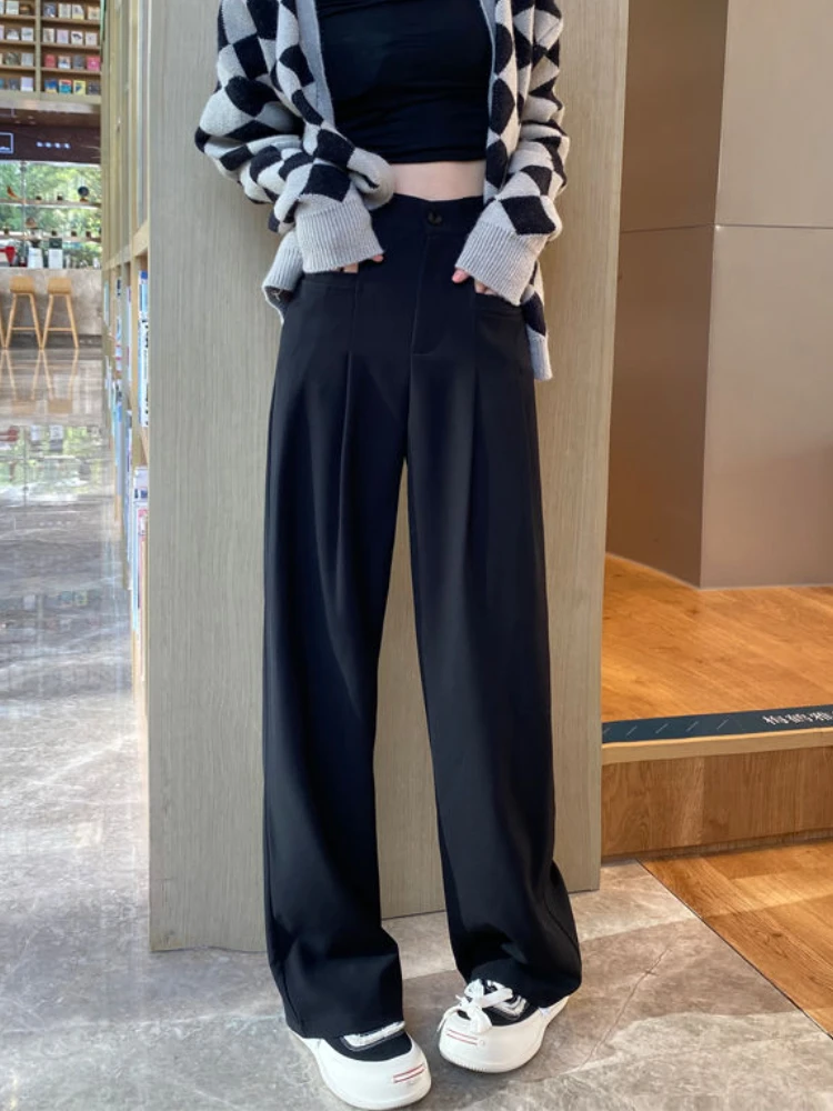 Casual Pants Women Autumn New Solid Fashion Loose Chic Pleated High Waist Hotsweet Korean Style Female Literary All-match Mujer