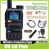 1/2PCS Quansheng UV-5R Plus Walkie Talkie Wireless Copy Frequency 8W 3800mAh Type-C 200CH UHF VHF AM FM NOAA High Capacity Radio