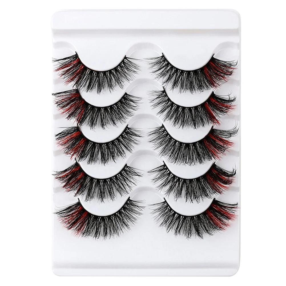 5 أزواج من الرموش الصناعية ثلاثية الأبعاد للنساء، حامل مجعد كبير للمساء لتغيير ملحقات التجميل #3