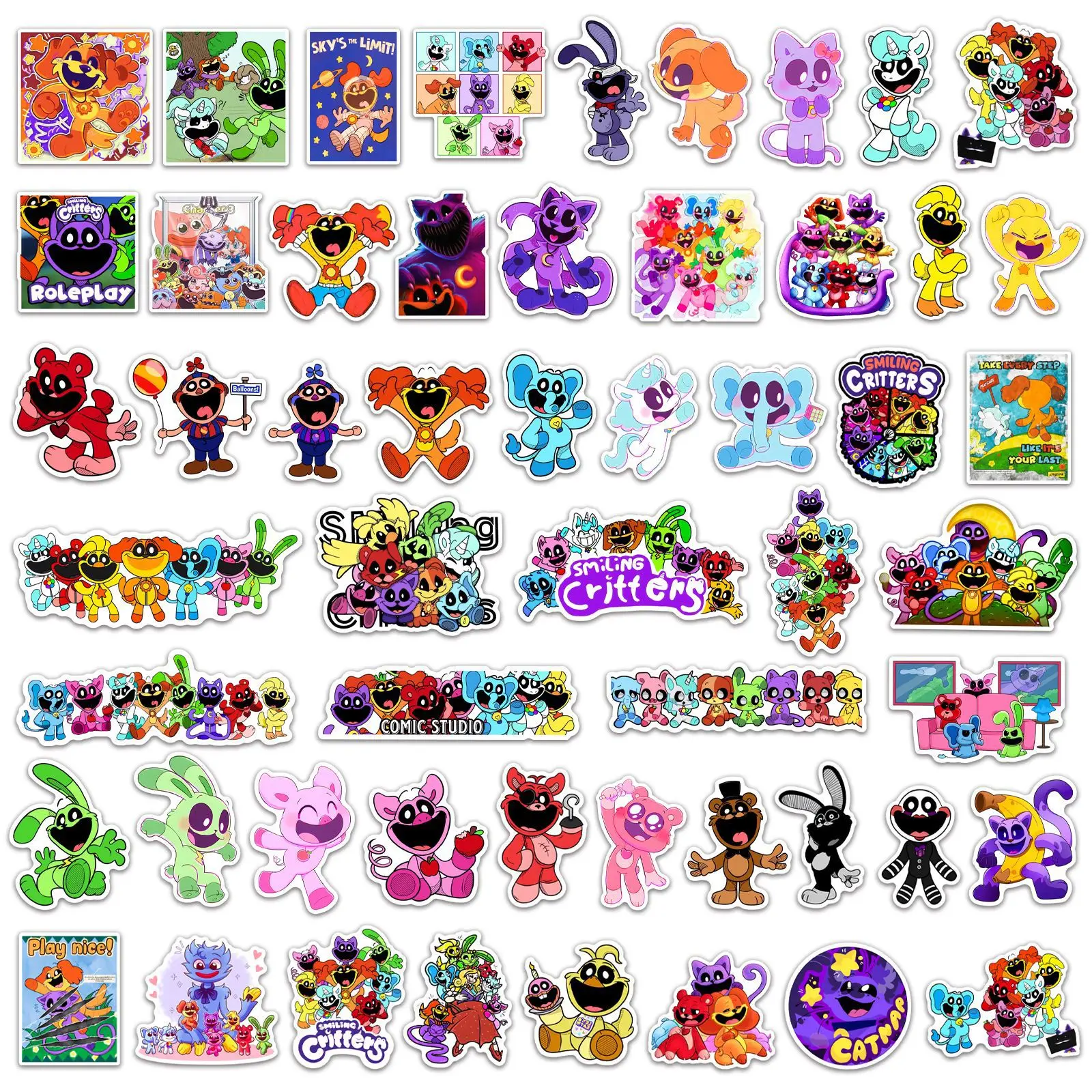 Smiling Critters Stickers Horror Game Figure Catnaps Kawaii Kids Stationery School Supplies Classic Toys Scrapbooking Aesthetic